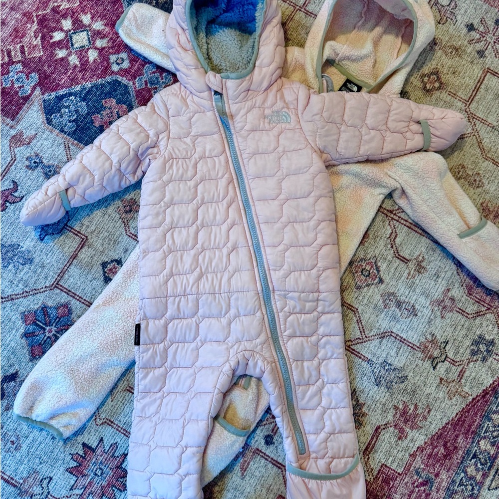The North Face Pink Quilted Baby Footie One-Piece